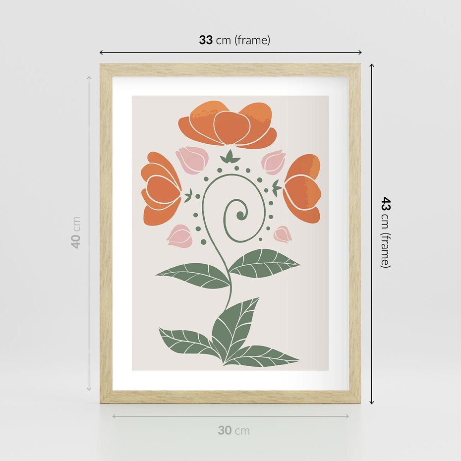 Plakat w ramie 30x40 - Migocące Kształty Kwiatów - kwiaty polne, plakat - rama drewno