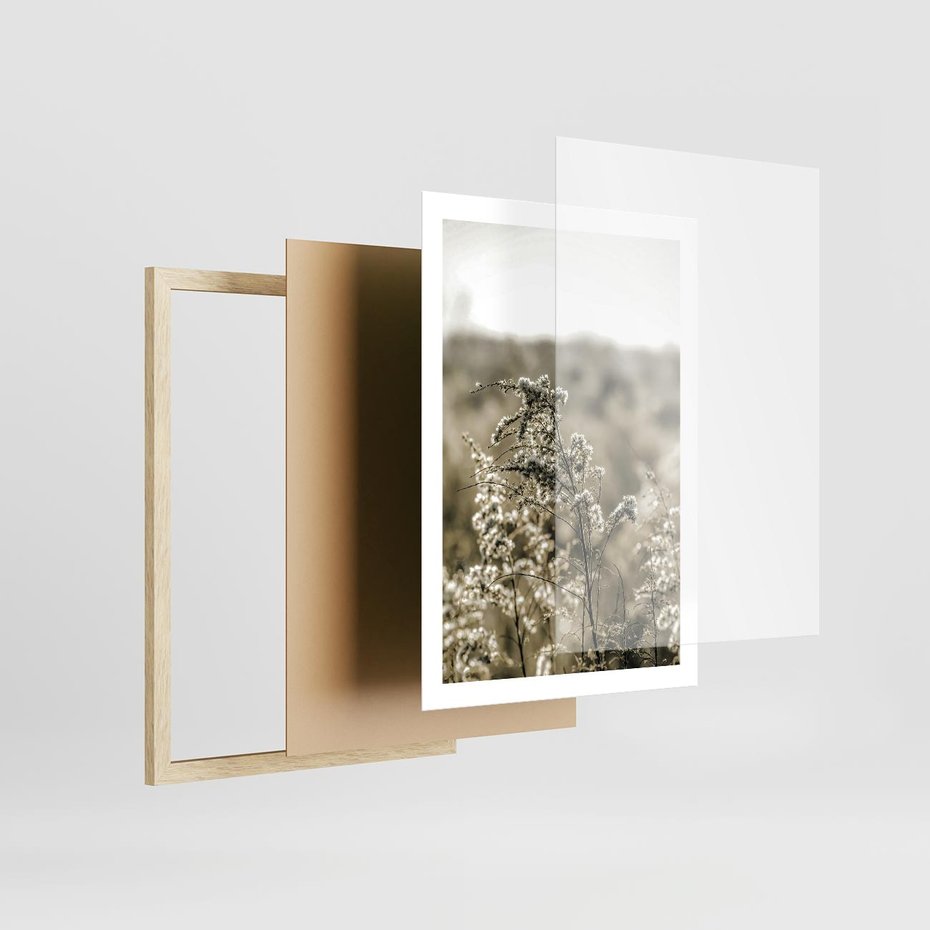 Plakat w ramie 50x70 - Pampas i Bocho - suche trawy, bocho - rama drewno