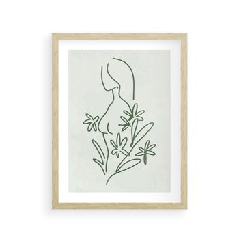 Plakat w ramie 40x50 - Odbicia Zielonego Raju - zielony odcień, abstrakcja - rama drewno