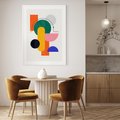 Plakat w ramie 30x40 - Harmonijne Przenikanie Form - nowoczesna sztuka, geometryczna kolorowa grafika - rama biała