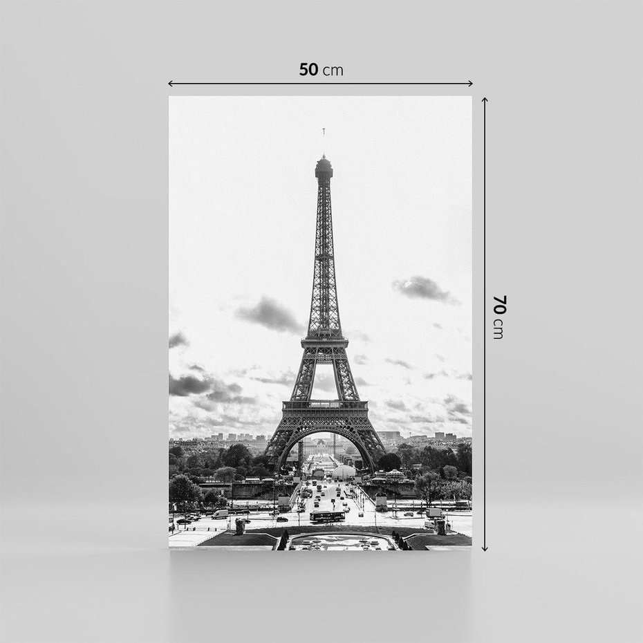 Obraz na płótnie 50x70 - Wieża Eiffla - czarno białe zdjecie, wieża eiffla