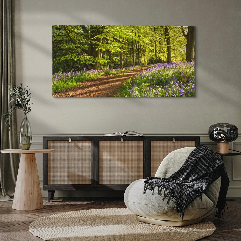 Obraz na płótnie 120x60 - Magia lasu: Drzewa w tajemniczej otoczce - las, drzewa