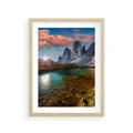 Plakat w ramie 30x40 - Jezioro wśród majestatycznych gór - jezioro, góry - rama drewno