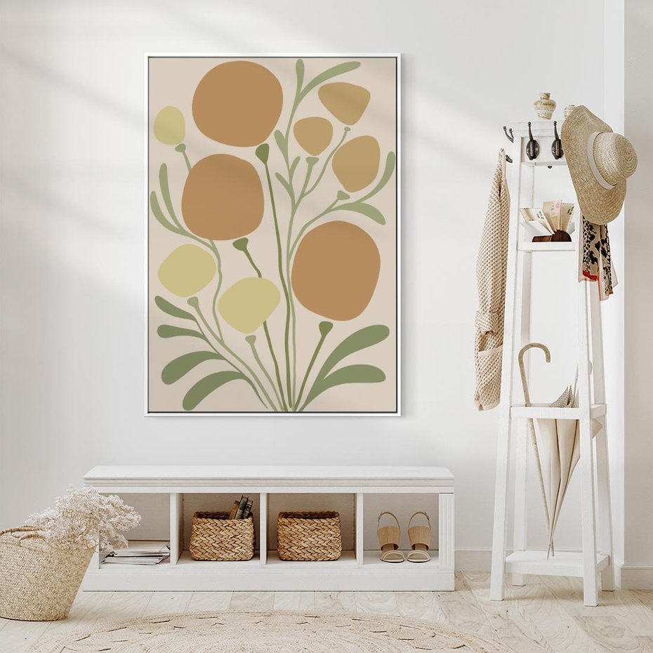 Obraz w ramie 70x100 - Uspokojenie Wśród Roślin - nowoczesny plakat, roślinność - rama biała