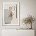 Plakat w ramie 50x70 - Nowoczesna Abstrakcja: Delikatne Beże - abstrakcja, nowoczesna sztuka - rama drewno