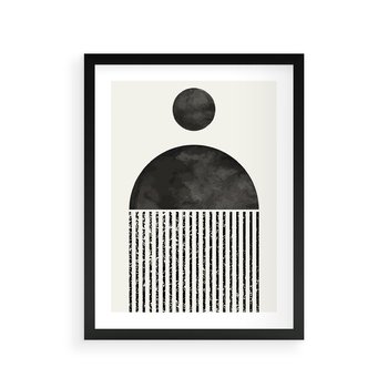 Plakat w ramie 30x40 - Księga Wibracji - abstrakcyjne czarno białe formy, minmalizm - rama czarna