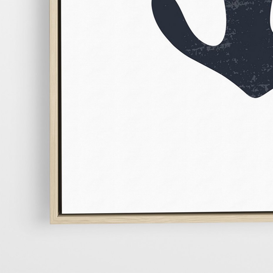 Obraz w ramie 70x100 - Granatowa Odsłona - minimalistyczna nowczesna grafika, styl matisse - rama drewno