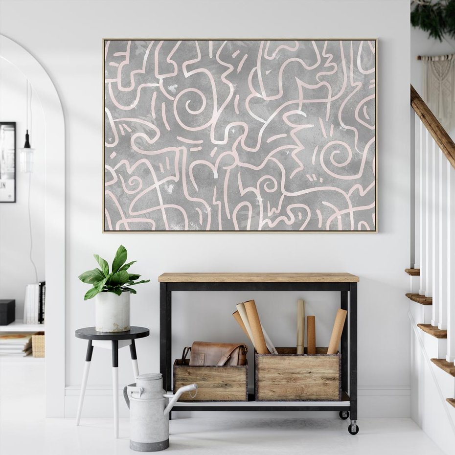 Obraz w ramie 100x70 - Sploty odblasków i zawirowań - abstrakcyjne rysunki, wzorek - rama drewno