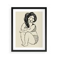 Plakat w ramie 40x50 - Migotliwe Refleksje - nowoczesny minimalistyczny rysunek, dziewczyna w bieliźnie - rama czarna