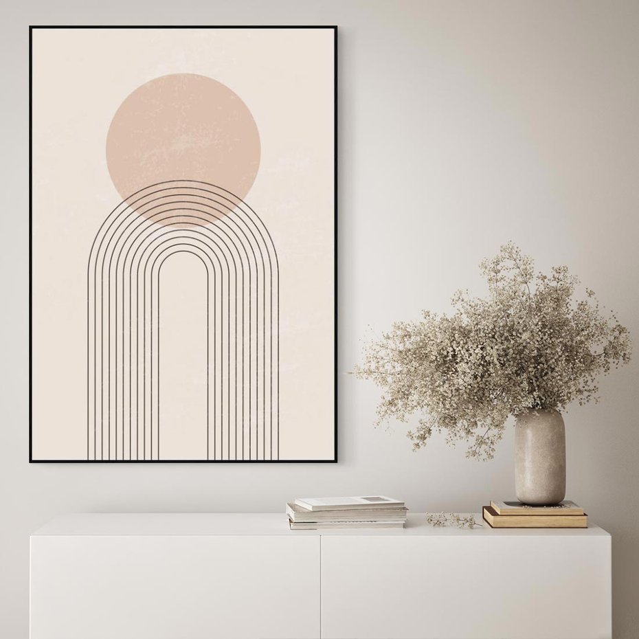 Obraz w ramie 70x100 - Konturem Zdefiniowane - boho plakat, minimalizm - rama czarna