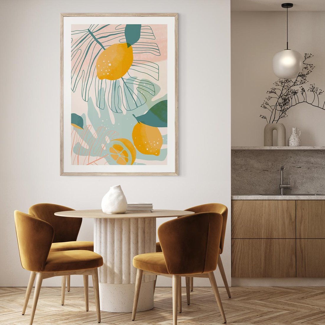 Plakat w ramie 40x50 - Świeżość Natury - plakat, nowoczesna grafika - rama drewno