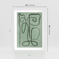 Plakat w ramie 30x40 - Zielone Wariacje w Liniach - abstrakcyjne zielone linie, skandynawski design - rama biała
