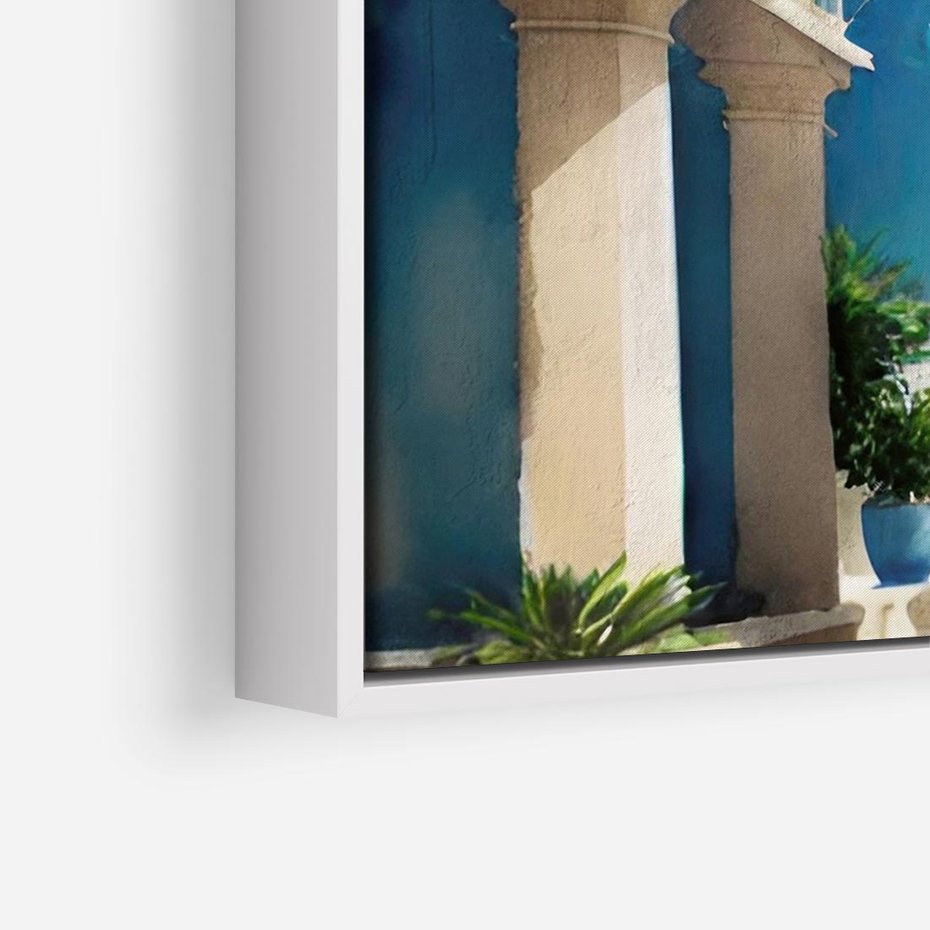 Obraz w ramie 100x70 - Nadmorskie Łuki - akwarela, śródziemnomorski klimat - rama biała