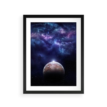 Plakat w ramie 50x70 - Kosmos - Ziemia i Księżyc - kosmos, ziemia - rama czarna