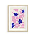 Plakat w ramie 30x40 - Impresje deszczu - nowoczesna kompozycja, kwiaty - rama drewno