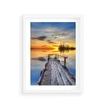 Plakat w ramie 30x40 - Zachód słońca na pomostach - zachód, słońca - rama biała