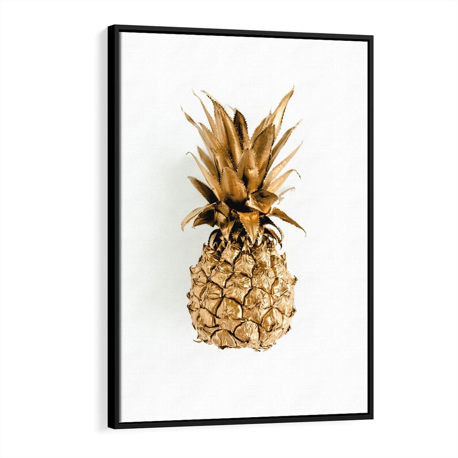 Obraz w ramie 50x70 - Ekskluzywny Akcent - złoty, ananas - rama czarna