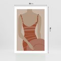 Plakat bez ramy 50x70 - Kobiece Retro - minimalistyczny boho plakat, retro kobieta w stroju kąpielowym