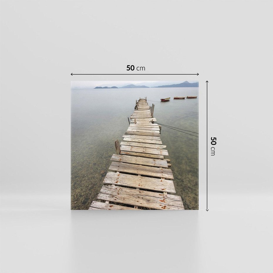 Obraz na płótnie 50x50 - Jeziorne Refleksje - pomost, jezioro