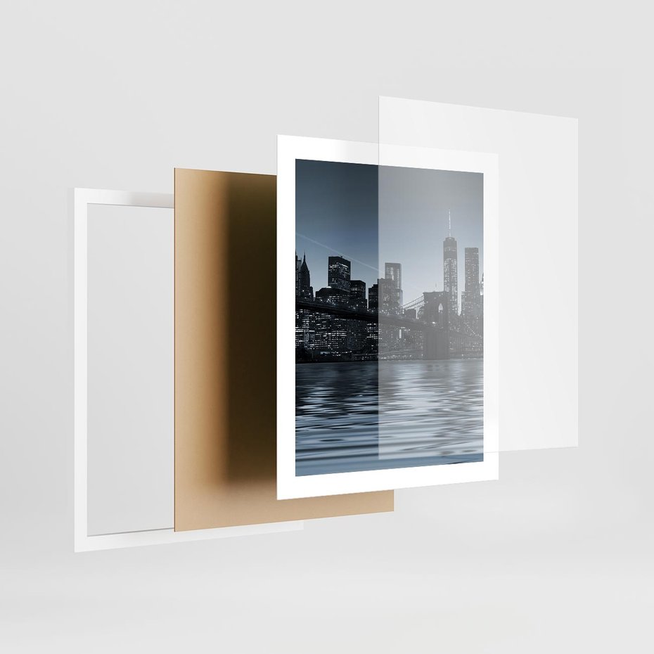 Plakat w ramie 40x50 - Nocne pejzaże miasta - miasto, nocą - rama biała