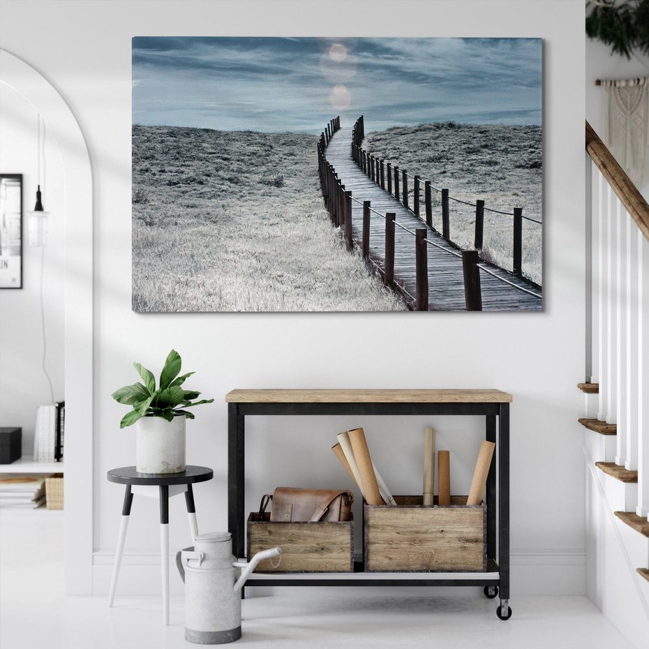 Obraz na płótnie 70x50 - Burzowy pomost na plaży - plaża, pomost