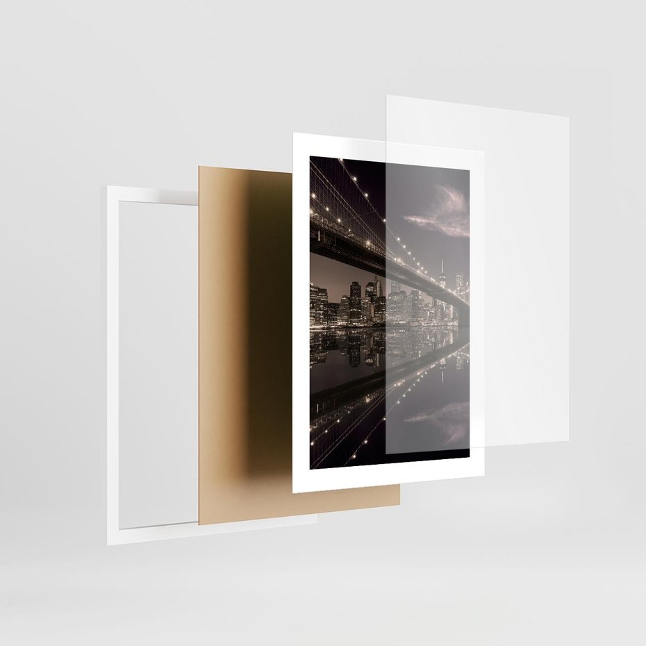 Plakat w ramie 30x40 - Most na nocnym horyzoncie - most, noc - rama biała