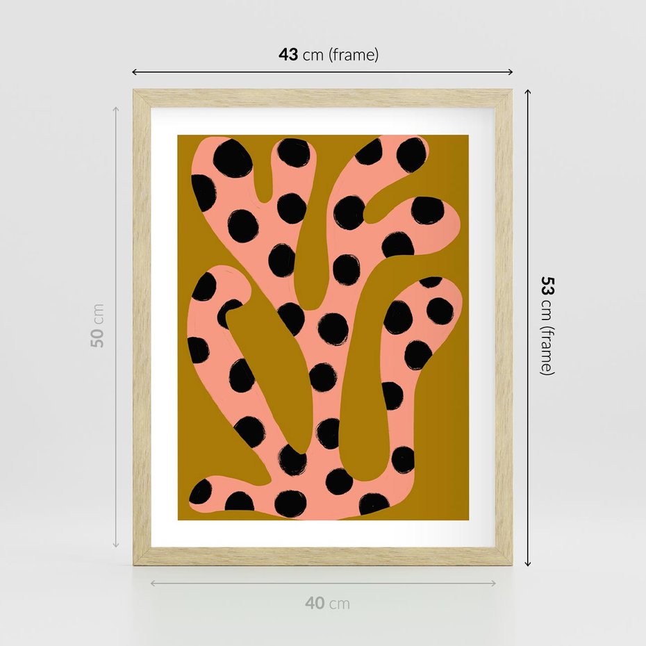 Plakat w ramie 40x50 - Rozkwitająca Wolność Boho - abstrakcyjne boho kształty, dziwne - rama drewno