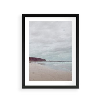 Plakat w ramie 40x50 - Mglista Plaża - plaża, mglisty krajobraz - rama czarna