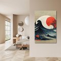 Obraz na płótnie 50x70 - Requiem dla marzeń - sztuka japońska, fale oceanu
