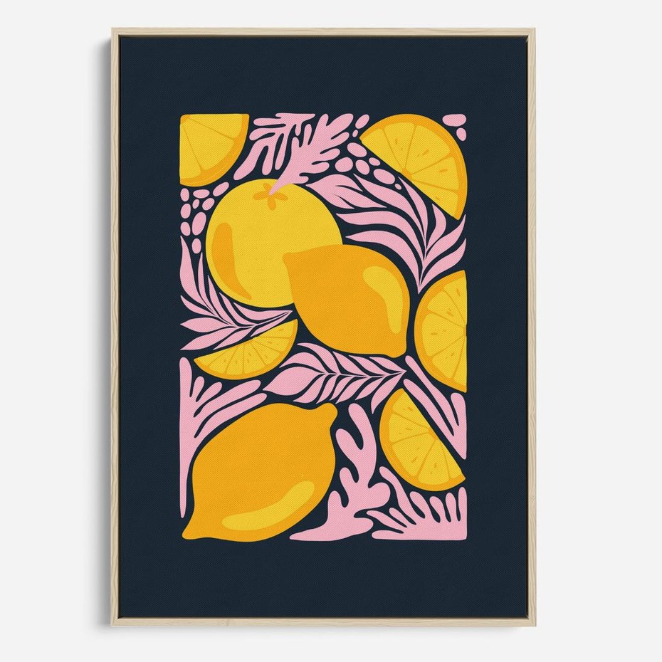 Obraz w ramie 50x70 - Kreatywne Rytmy - granatowe tło, nowoczesna kompozycja - rama drewno