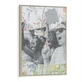 Obraz w ramie 50x70 - Księga zaklętych marzeń - kolaż, czarnobiałe zdjęcie wesołych młodych ludzi - rama drewno