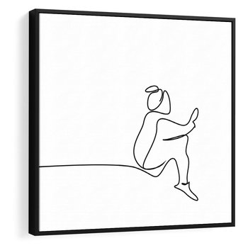 Obraz w ramie 50x50 - Linie Wewnętrznej Refleksji - line art, szkic - rama czarna