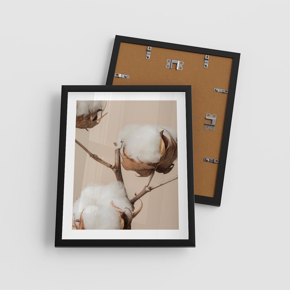 Plakat w ramie 40x50 - Bawełniana melancholia - bawełna, suche - rama czarna