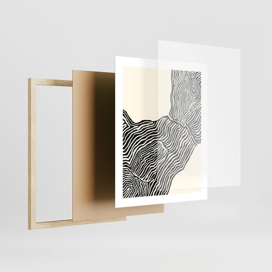 Plakat w ramie 40x50 - Podróżne Impresje - boho plakat, rycina - rama drewno