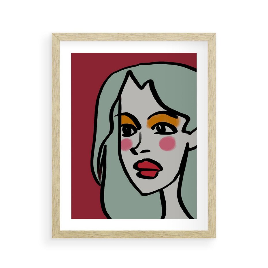 Plakat w ramie 40x50 - Ekspresja Linii - nowoczesny plakat, mocna linie - rama drewno