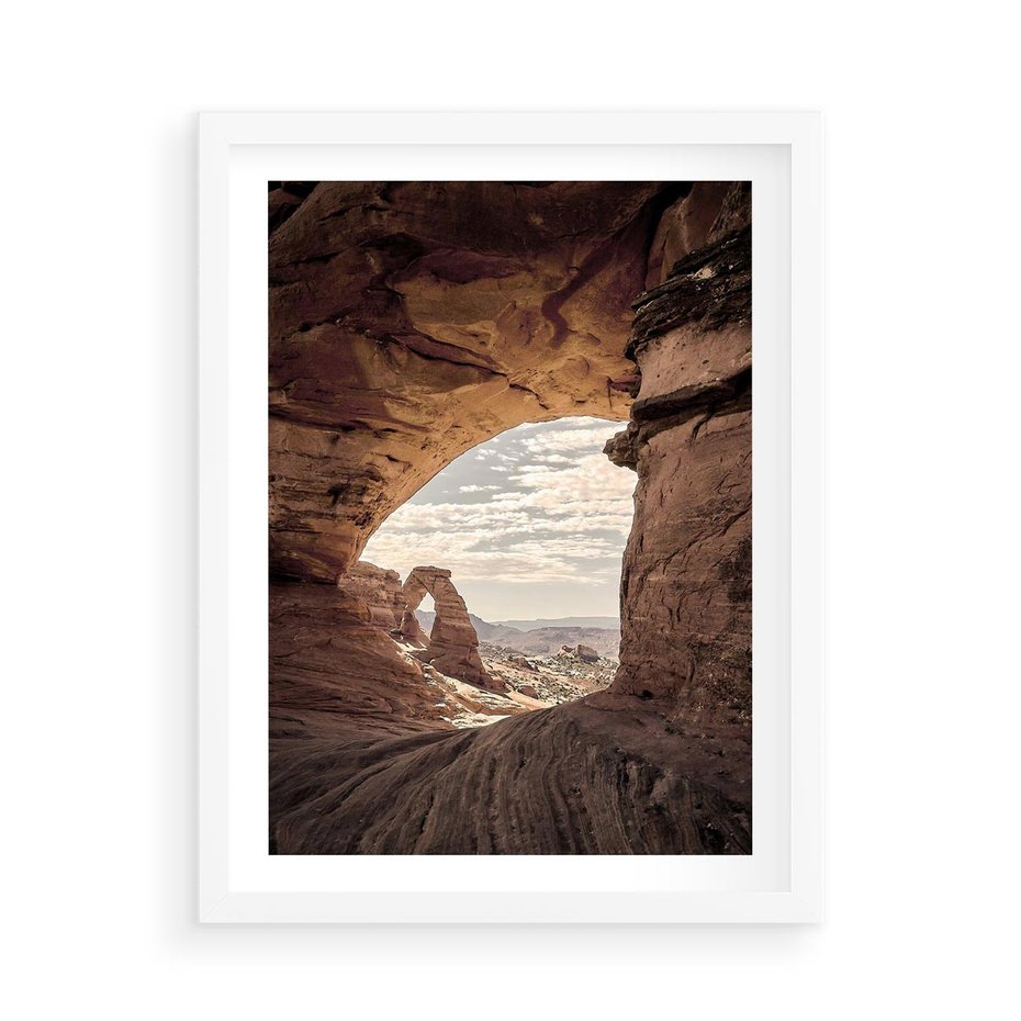 Plakat w ramie 50x70 - Kanionowy Labirynt - pustynia, skały - rama biała