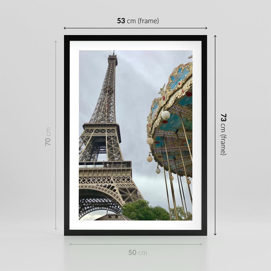 Plakat w ramie 50x70 - Delikatność kolorów - wieża, Eiffla - rama czarna
