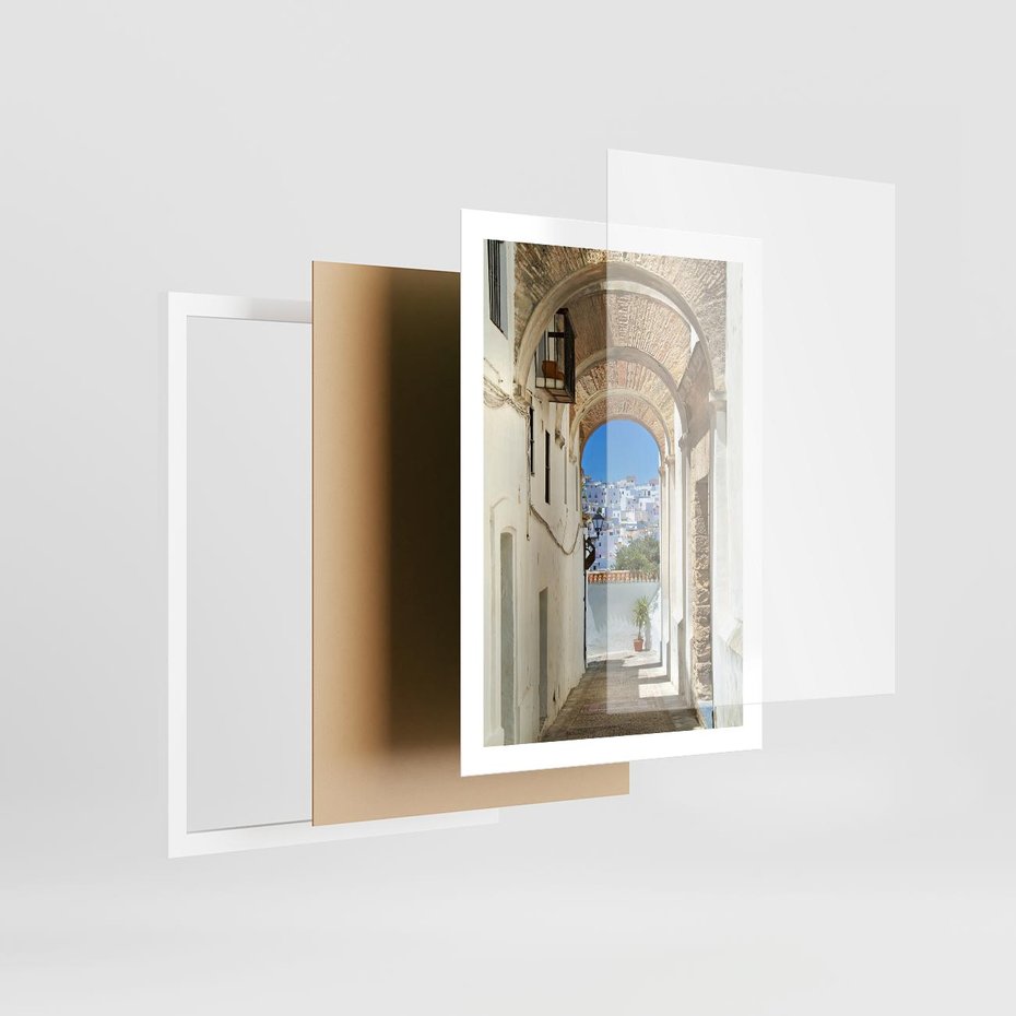 Plakat w ramie 50x70 - Romantyczna Przeprawa - romantyczna, uliczka - rama biała