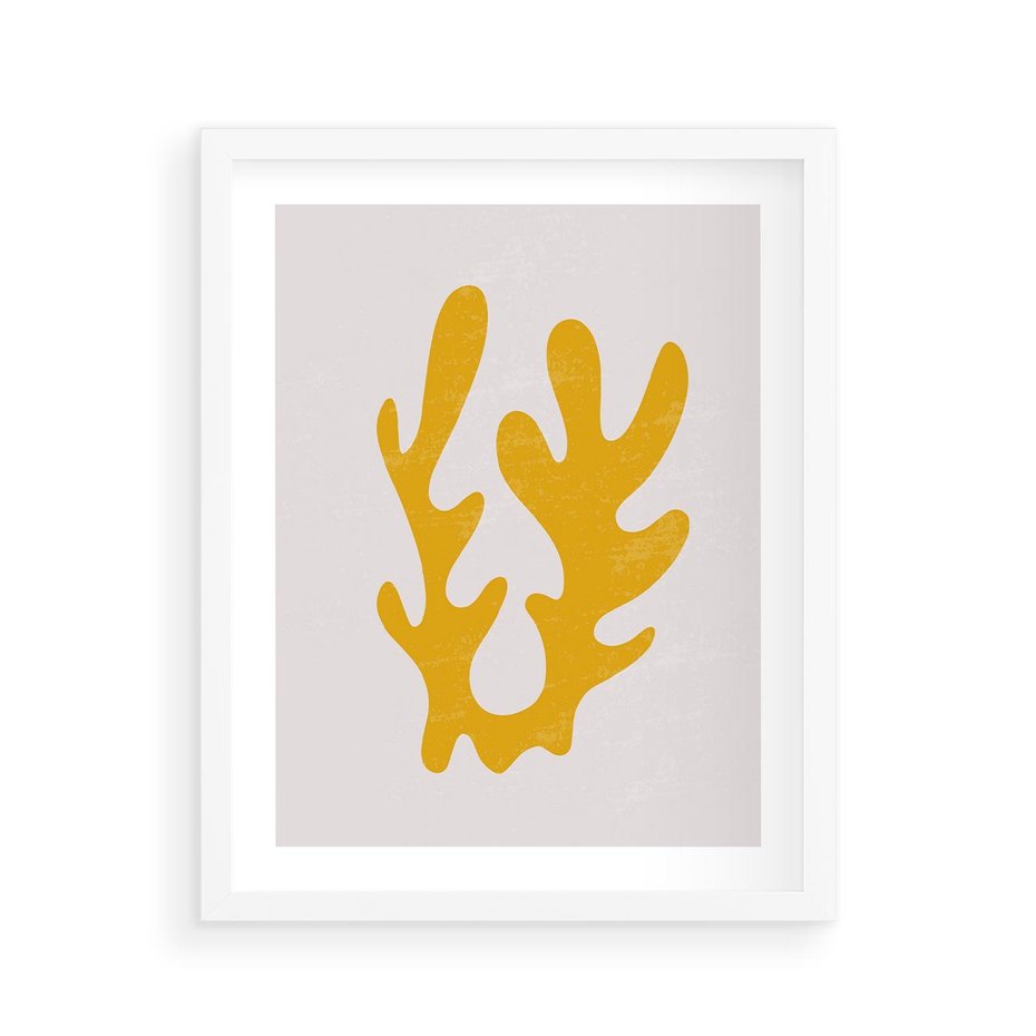 Plakat w ramie 40x50 - Abstrakcyjna Synergia - abstrakcyjna żółta forma, minimalizm - rama biała