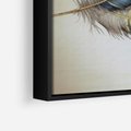 Obraz w ramie 100x70 - Granatowo-Złote Pióra - sztuka, granatowe i złote pióra - rama czarna
