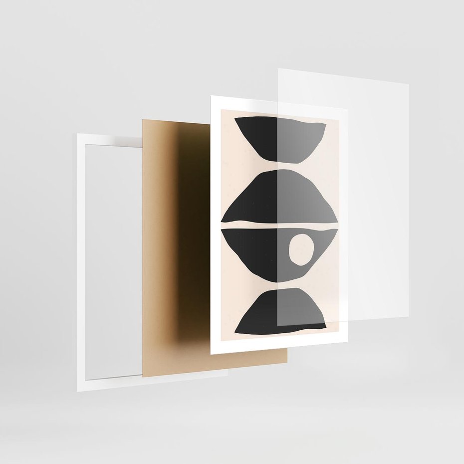 Plakat w ramie 50x70 - Nowoczesna Sztuka na Beżowym Tle - nowoczesna sztuka, abstrakcja - rama biała