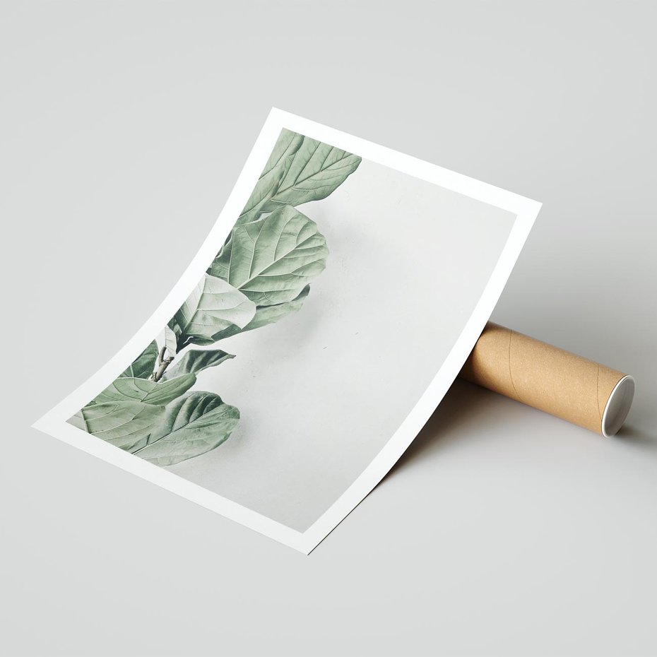 Plakat bez ramy 21x30 - Minimalistyczna Harmonia: Zieleń Liści - zieone liście, kompozycja