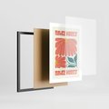 Plakat w ramie 30x40 - Grafika Pełna Radości - wesoła grafika, uśmiechnięte kwiaty - rama czarna