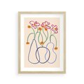 Plakat w ramie 30x40 - Migocące Pastelowe Impresje - minimalistyczny abstrakcyjny obraz, prymitywne kwiatki - rama drewno