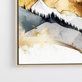 Obraz w ramie 70x100 - Złote Góry - akwarela, graficzne góry - rama drewno