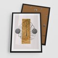 Plakat w ramie 50x70 - Minimalistyczna Monstera: Złoty Prostokąt - liść monstery, minimalizm - rama czarna