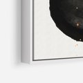 Obraz w ramie 50x50 - Wnętrza Marzeń - abstrakcyjna czarna plama, rozsiane pomarańczowe kropki - rama biała