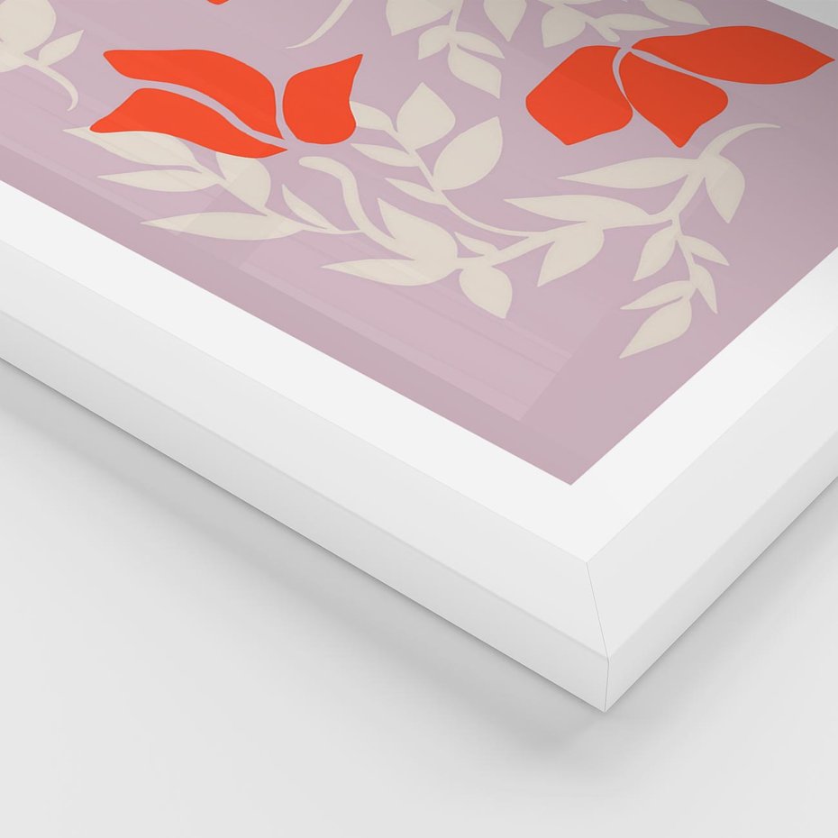 Plakat w ramie 50x70 - Kwiatowa Kreatywność - nowoczesny plakat, roślinne motywy - rama biała