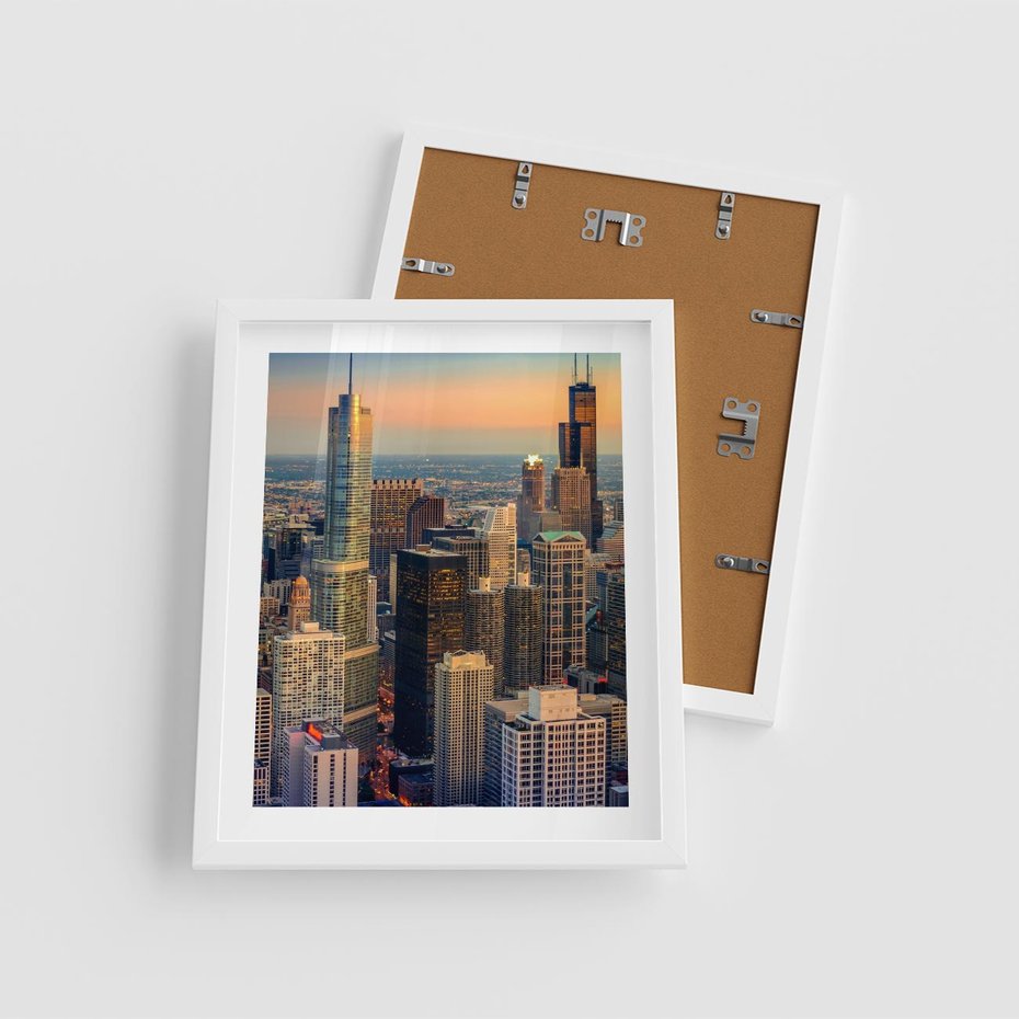 Plakat w ramie 40x50 - Wieżowce Nowego Jorku - Manhattan, wieżowce - rama biała