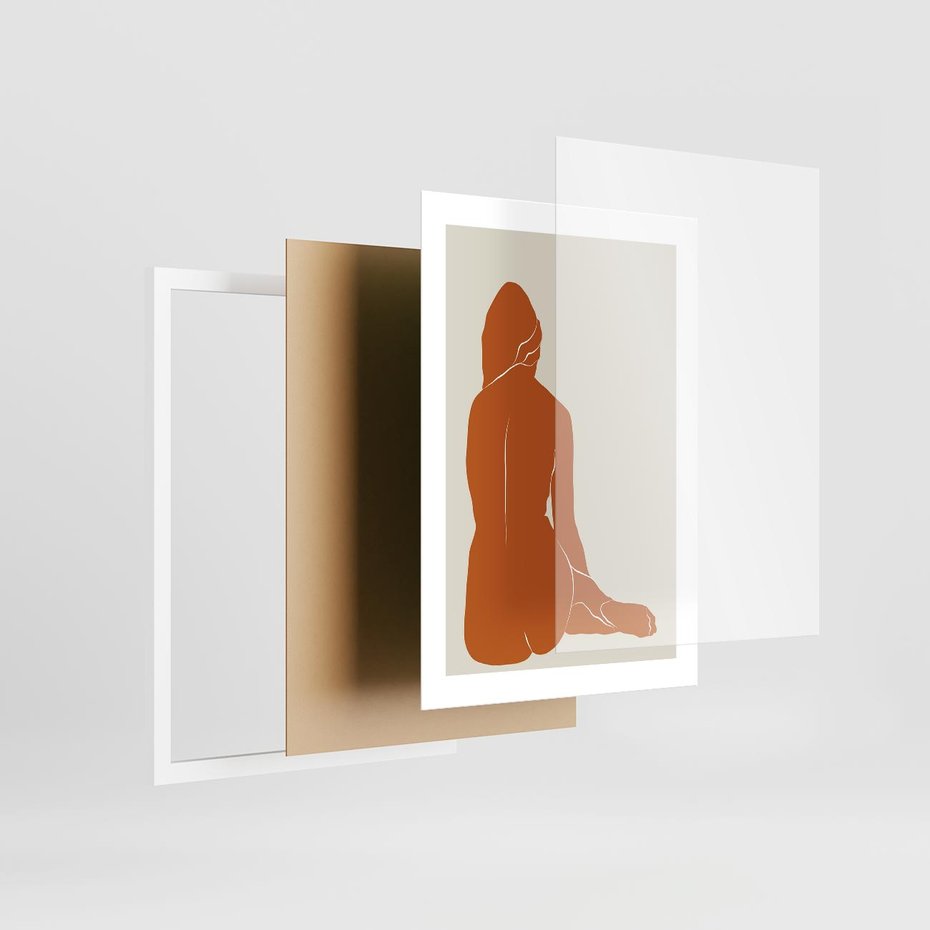 Plakat w ramie 30x40 - Kobieca Sylwetka w Stylu Modernistycznym - modernistyczny pakat, kobieca sylwetka - rama biała